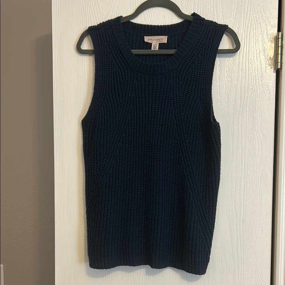 Philosophy Navy Blue Sleeveless Knit Sweater Vest